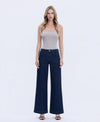 HIGH RISE SEAMLESS WB TROUSER HEM WIDE JEANS F5902