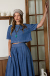 ROUND NECK DENIM CROP TOP