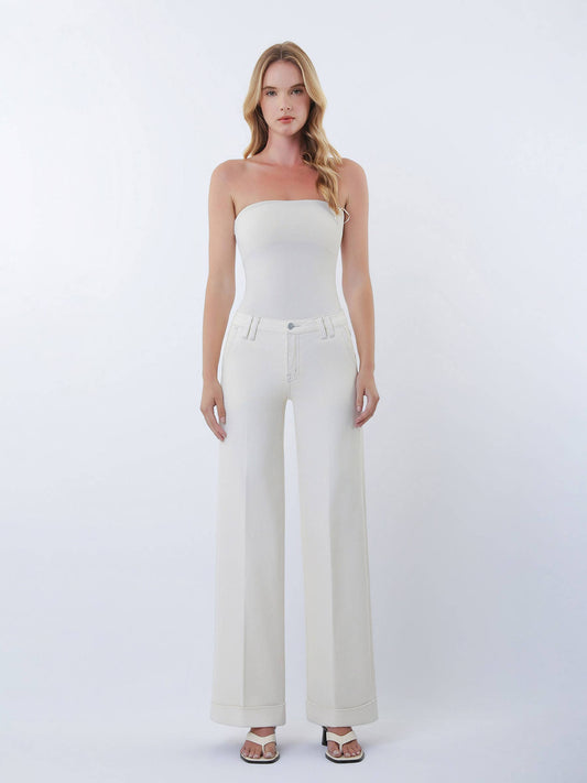 WHITE WIDE LEG JEAN