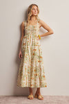 YELLOW FLORAL MIDI DRESS