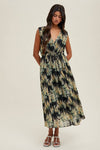 FLORAL SLEEVELESS MIDI DRESS