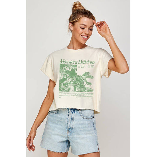 MONSTERA PLANT CROP TOP