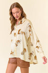ANIMAL PRINT BUTTON DOWN