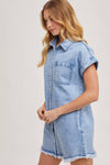 DENIM SHORT SLEEVE MINI DRESS