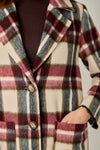BRUSHED PLAID LONG COAT