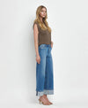 HIGH RISE CUFFED WIDE JEANS