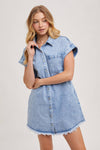 DENIM SHORT SLEEVE MINI DRESS