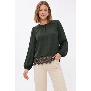 LACE TRIM FALL BLOUSE