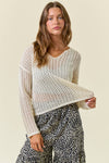 V-NECK OPEN KNIT SWEATER