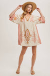 BOHO EMBROIDERED BABYDOLL DRESS