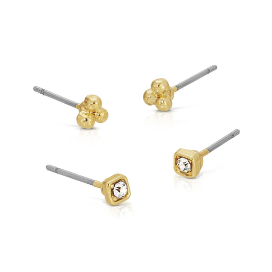 CIRCLE TRIO + SPARKLE 2PK STUDS