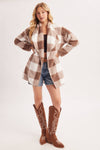 PLAID KNIT SHERPA JACKET