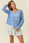 V-NECK OPEN KNIT SWEATER