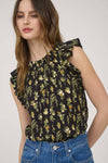 FLORAL RUFFLE DETAIL SLEEVELESS TOP