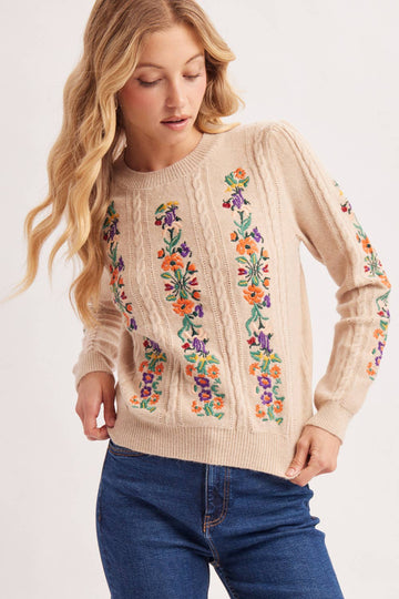 VINTAGE FLORAL KNIT SWEATER