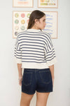 STRIPE SHORT SLEEVE SWEATER