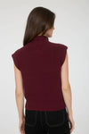 MOCK NECK SLEEVELESS SOLID RIBBED KNIT SWEATER