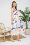 FLORAL PATTERN SLEEVELESS MIDI DRESS