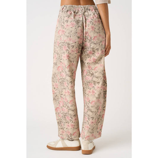 FLORAL PRINT BARREL JEANS