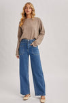 HIGH-RISE SEAMED POCKETS STRAIGHT LEG JEANS