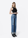DISTRESSED CUFFED WIDE JEANS