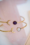 GEMSTONE SUN AND MOON OPEN BRASS BANGLE BRACELET