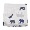 BLUE ELEPHANT AND WAVE BLANKET