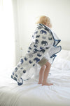 BLUE ELEPHANT AND WAVE BLANKET