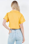 BOXY CROP BUTTON DOWN SHIRT