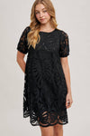 PUFF SLEEVED CROCHET DRESS