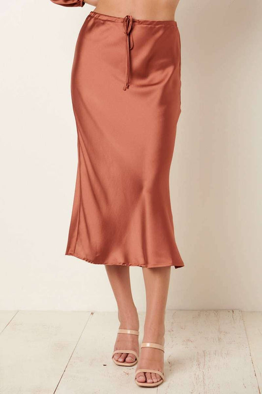 SATIN MIDI SKIRT