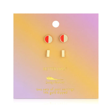 HALF CIRCLE + BAR 2PK STUDS