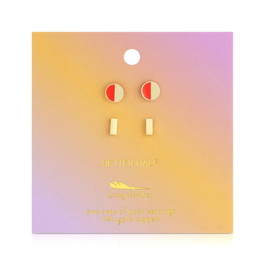 HALF CIRCLE + BAR 2PK STUDS