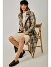 BRUSHED PLAID LONG COAT