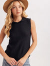 KNIT SWEATER HOODIE SLEEVELESS TOP