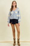 FLORAL BUTTON DOWN SWEATER