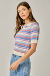 CROCHET STRIPE KNIT TOP