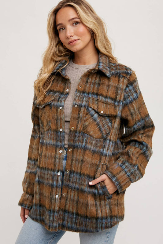 BRUSHED FLANNEL PLAID SHACKET