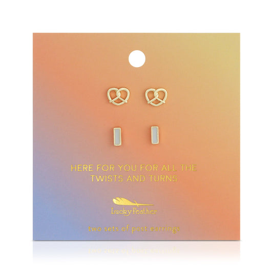 PRETZEL + BAR 2PK STUDS
