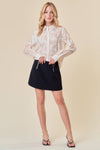 FLORAL SHEER JACUARD BLOUSE