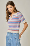 CROCHET STRIPE KNIT TOP