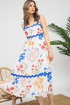 FLORAL PATTERN SLEEVELESS MIDI DRESS