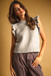 RUFFLE SLEEVE SWEATER