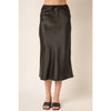 BLACK SATIN MIDI SKIRT
