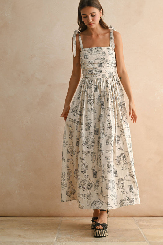 TOWN PRINT LONG DRESS