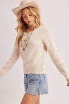 CROCHET LACE BACK SWEATER