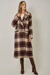 PLAID WOOL BLEND LONG COAT