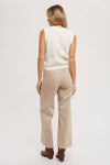 EMBROIDERED KNIT TANK CREAM