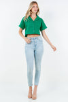 BOXY CROP BUTTON DOWN SHIRT