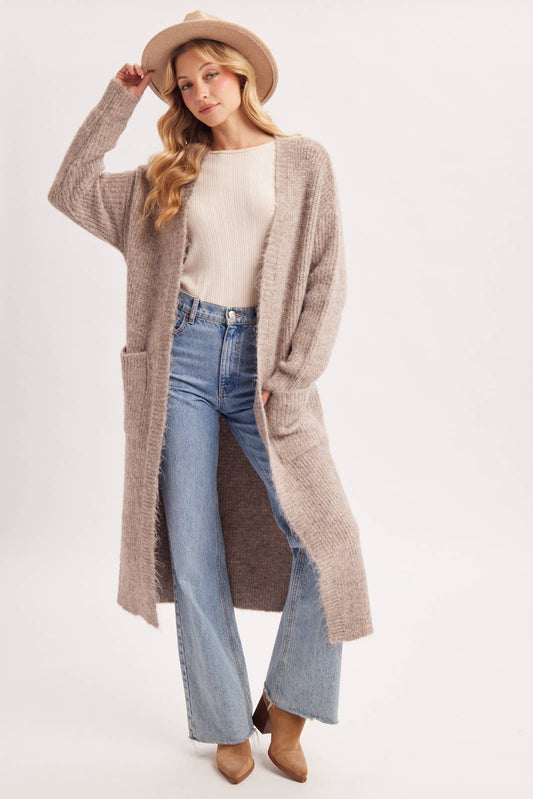 FUZZY KNIT SWEATER CARDIGAN